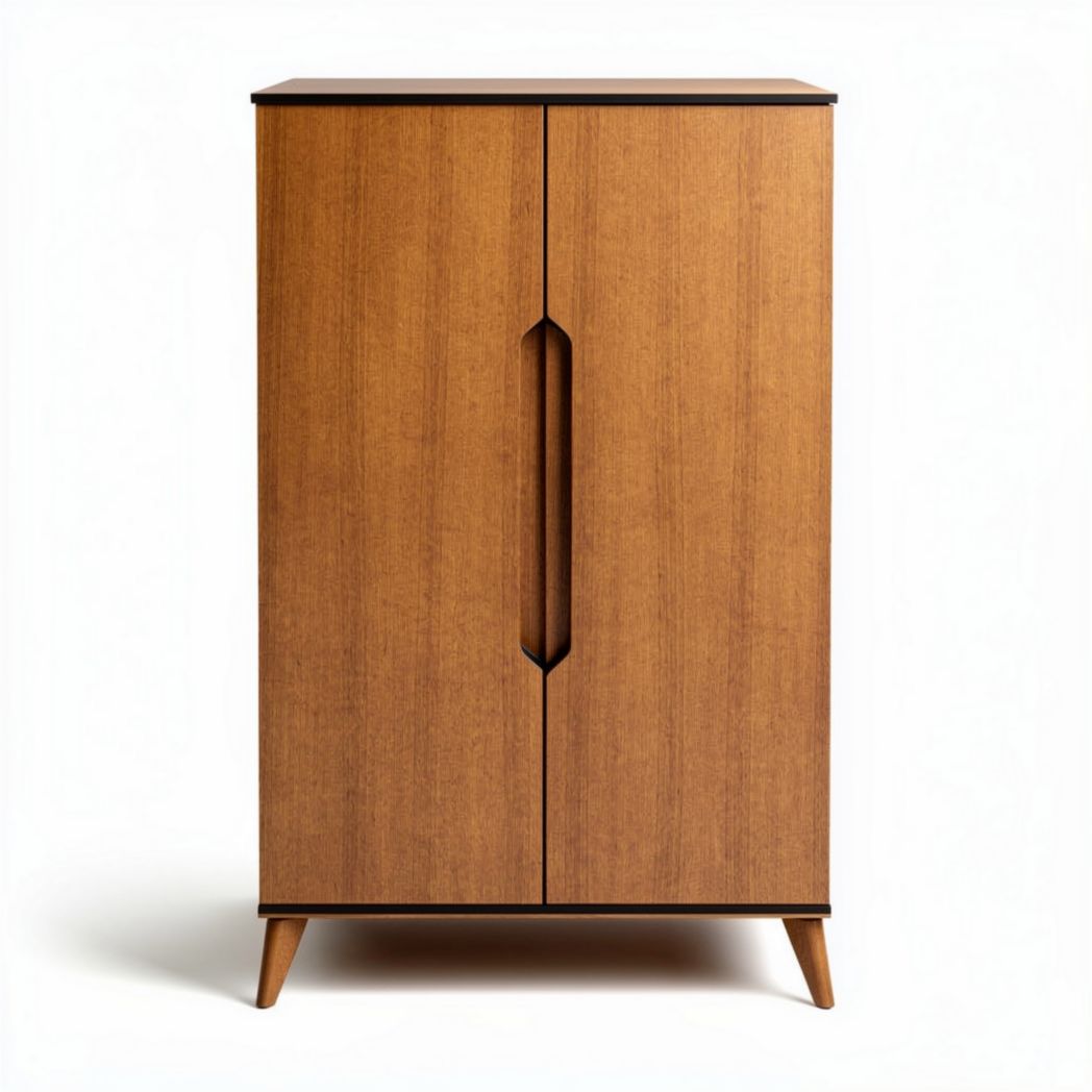 Armoire en bois couleur chêne avec poignées en métal 80 x 40 x 120cm