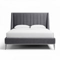 Lit moderne en tissu gris avec tête de lit rembourrée 200 x 160 x 100cm