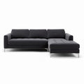 Canapé d'angle en tissu gris foncé 230 x 150 x 75 cm avec accoudoirs en métal