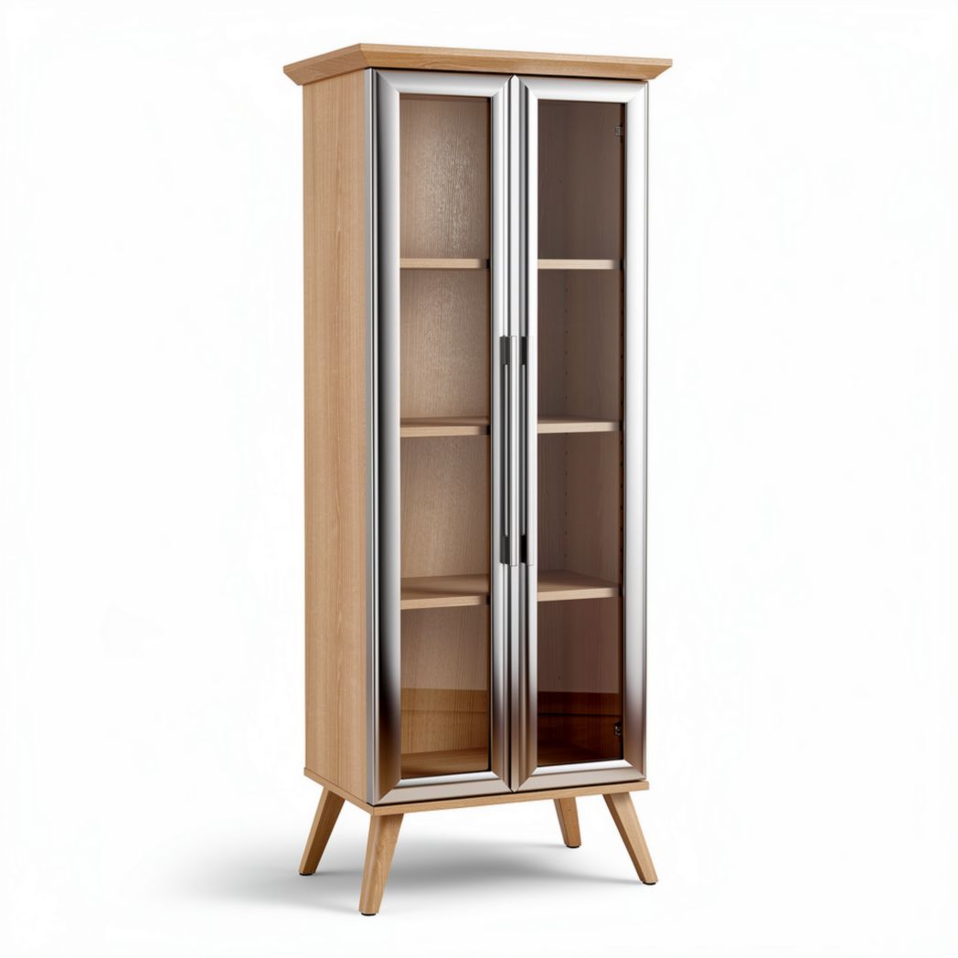 Armoire vitrée en bois et métal 30 x 70 x 150cm pour rangement élégant