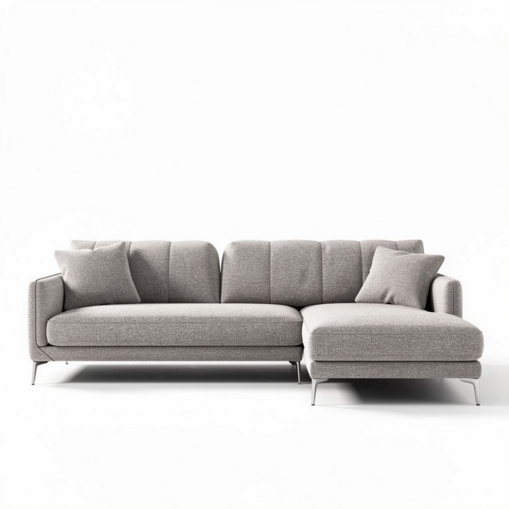 Canapé en tissu gris clair avec méridienne 240 x 85 x 85cm